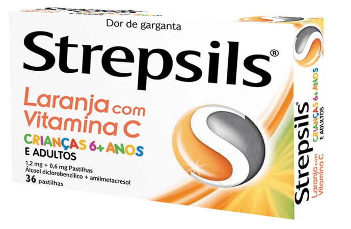 Strepsils Laranja com Vitamina C, 1,2/0,6 mg x 36 pst
