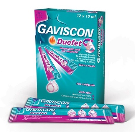 Gaviscon Duefet, 500/213/325 mg x 12 susp oral saq