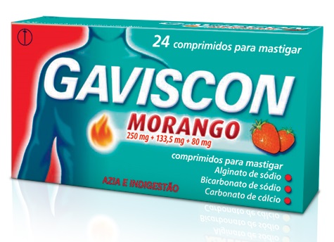Gaviscon Morango, 250/133,5/80 mg x 24 comp mast