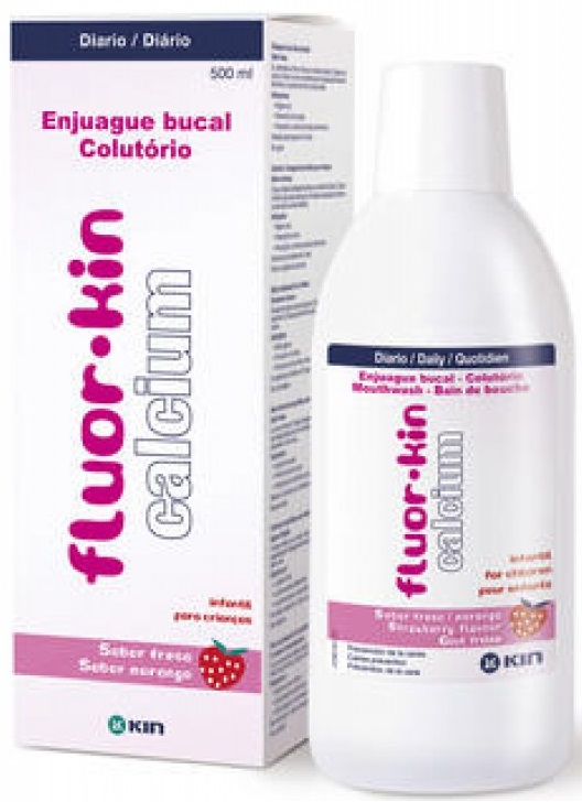 Fluor Kin Calcium Colut Morango 500 Ml