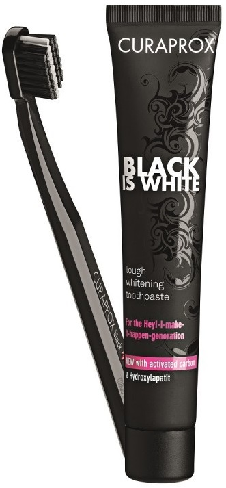 7006080 Curaprox Black is White Kit Pasta de dentes 90 ml + Escova de dentes - Image 1