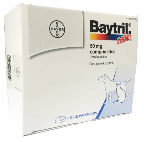 Baytril Palatavel Cao 50mg 10kg x 100 comp VET