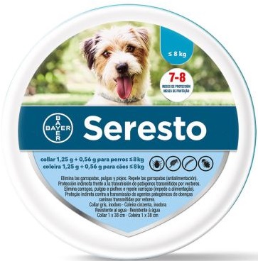 Seresto Coleira 1,25g+0,56g Cao Ate 8kg coleira