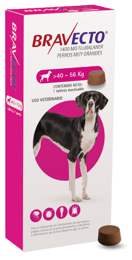 Bravecto Cão 40-56kg 1400mg x1 comp mast