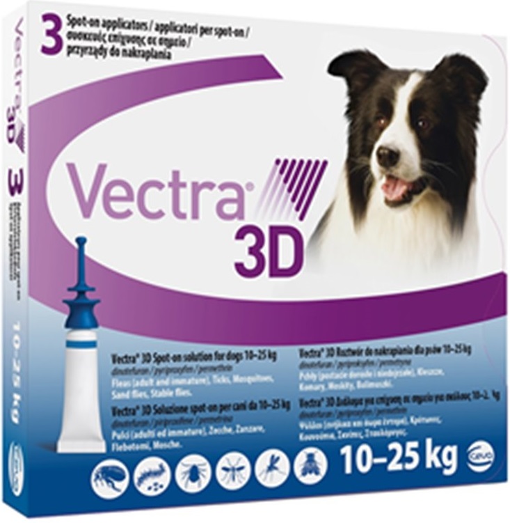 Vectra 3d Sol Cao 10-25kg 3,6ml X 3 sol unção punctif VET