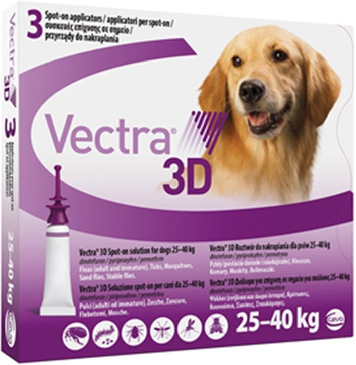 Vectra 3d Sol Cao 25-40kg 4,7ml X 3 sol unção punctif VET