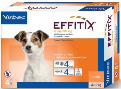 Effitix67/600mg Pip Caes 4-10kg X4 sol unção punctif VET