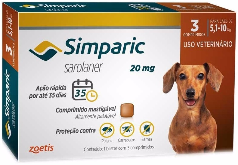 Simparica Cão "5-10kg" x3 Comp Mastigáveis