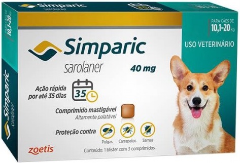 Simparica Cão "10-20kg" x3 Comp Mastigáveis