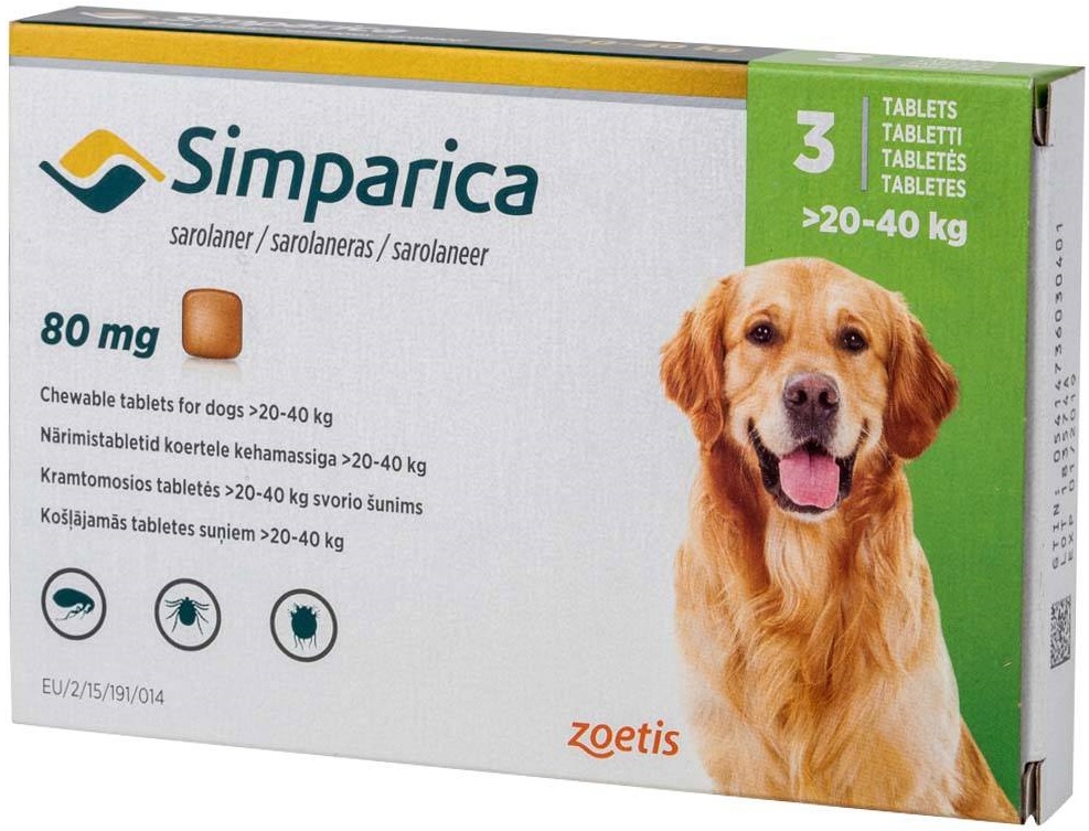 Simparica Cão "20-40kg" x3 Comp Mastigáveis