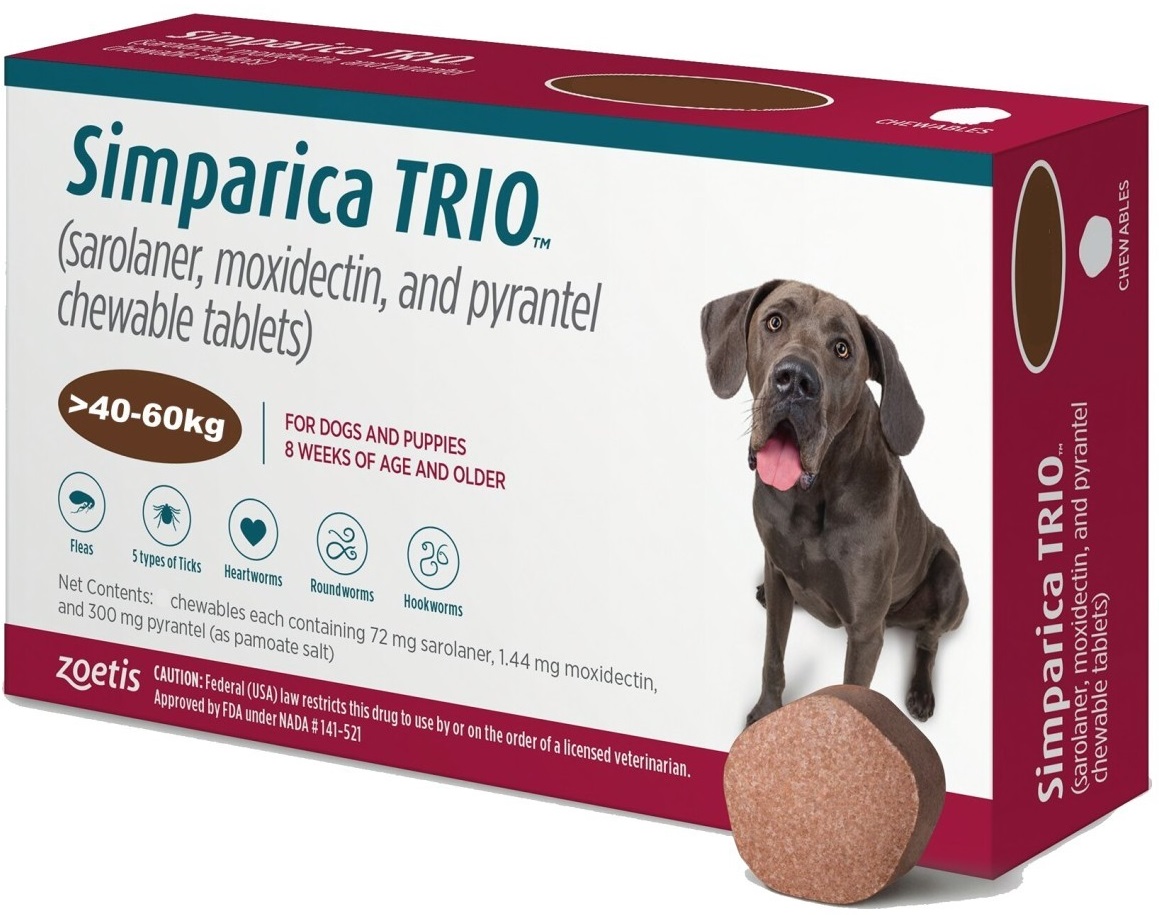 Simparica Trio Cão "40-60kg" x3 Comp Mastigáveis