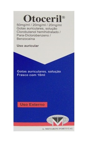 Otoceril , 50 mg/ml + 20 mg/ml + 20 mg/ml Frasco 10 ml Gta auric sol