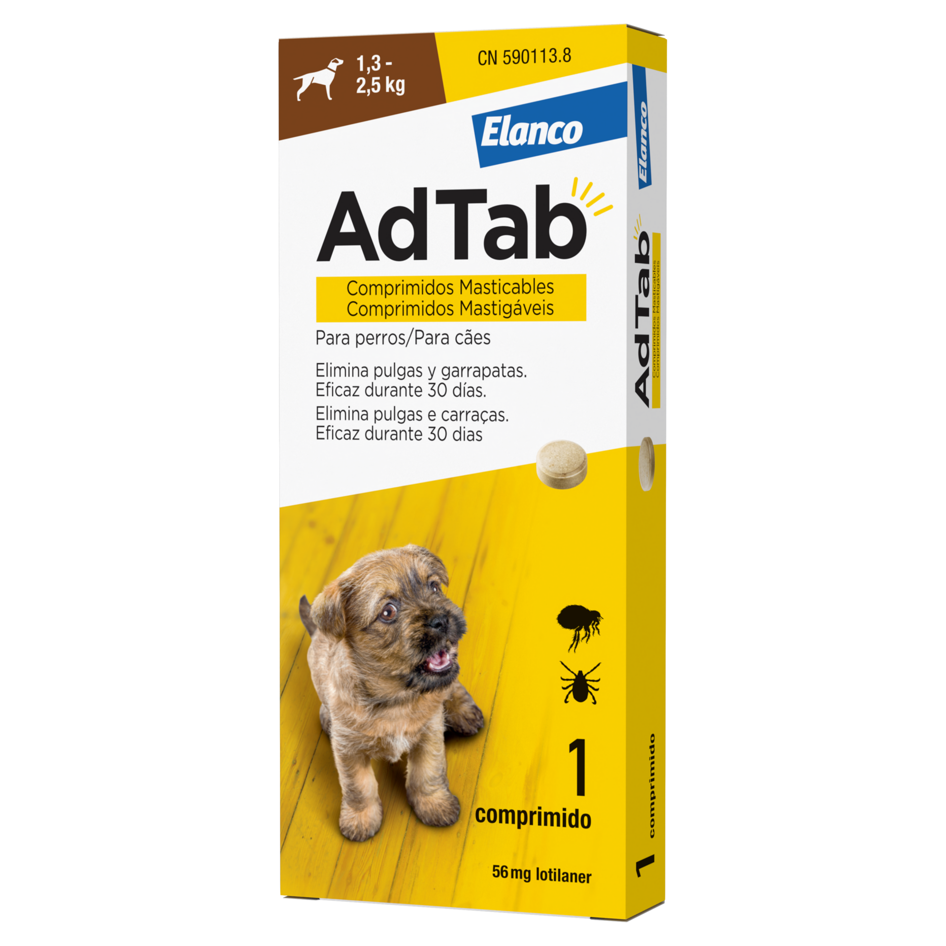 AdTab-comprimidos-mastigaveis-para-caes-13-25-kg ADTAB CAO 1,3 - 2,5KG 1 CP 31/07/2025 - Image 1