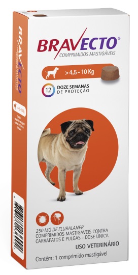 Bravecto Cão 4,5-10kg  x1 comp mast 250mg