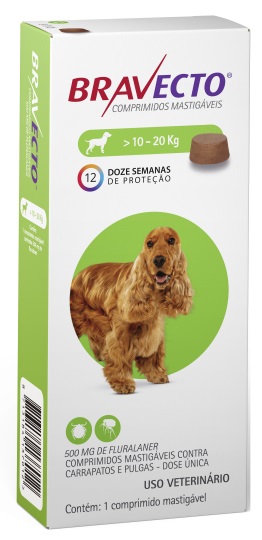 Bravecto Cão 10-20 Kg 500mg x1 comp mast
