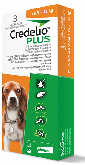 Credelio-Plus-55-11kg Credelio PLUS 225MG 5.5-11KG 3CP - Image 1