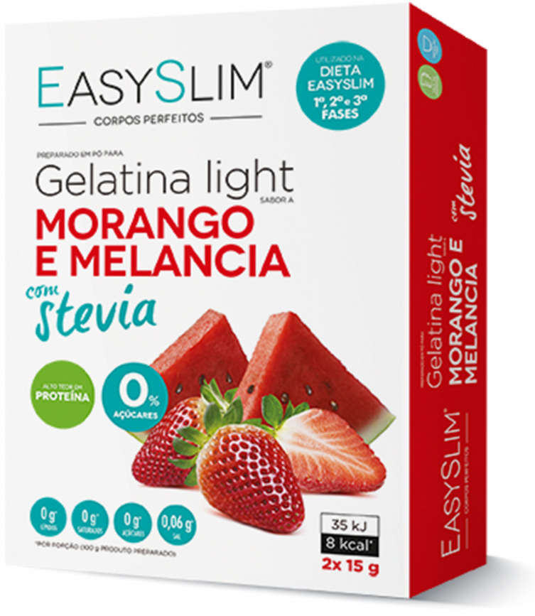 Easyslim Gelatina Light Morango Melância Stevia 2x15g 03/2025