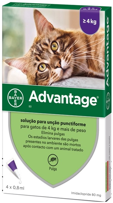 Advantage Gato Sol Uncao 0,8mlx4 4-8kg sol unção punctif VET