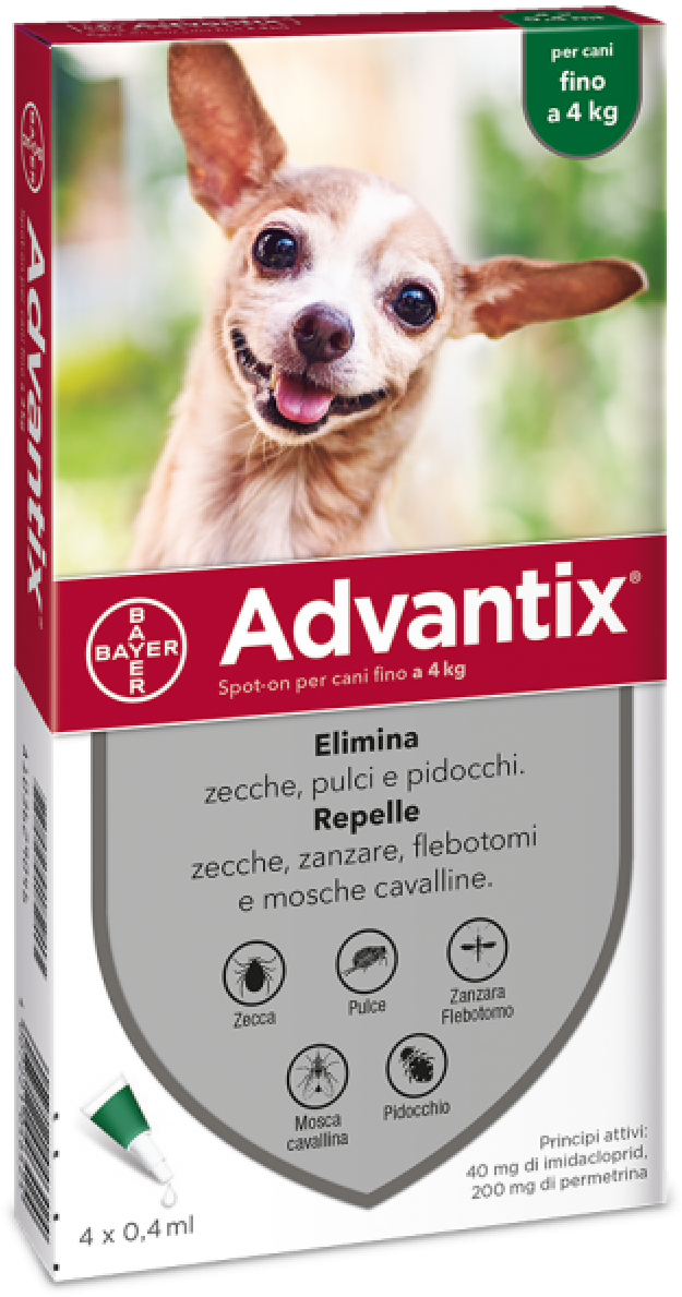 advantix-40 Advantix Cao 0,4ml x4 Ate 4kg VET - Image 1