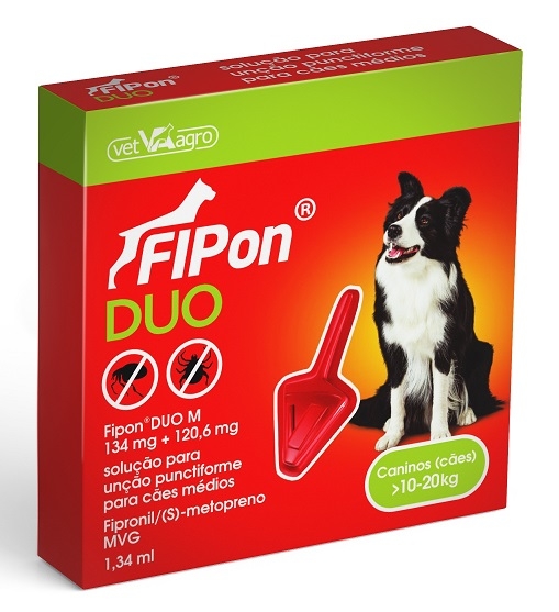FIPON DUO 134 MG + 120.6 MG (10 A 20 KG) SOLUÇAO PARA UNÇAO 1 PIPETA