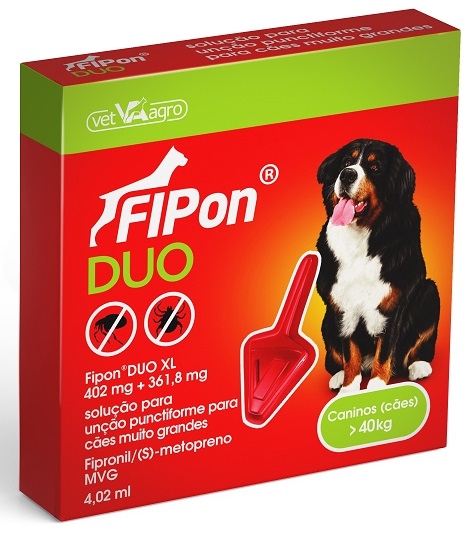 FIPON DUO XL 402 MG + 361.8 MG (+ 40 KG) SOLUÇAO PARA UNÇAO 1 PIPETA