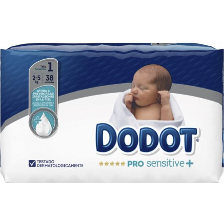Dodot Pro Sensitive+ Fraldas T1 (2-5Kg) 38 un.